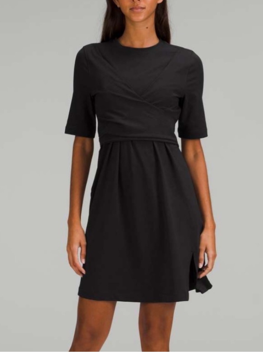 Lululemon Cotton Wrap-Front T-Shirt Dress Black Athleisure Casual Women’s Xl